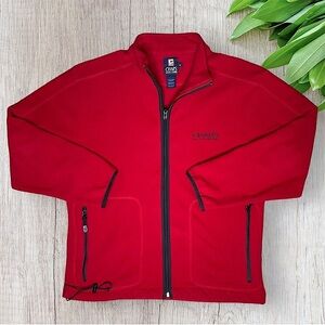 VTG Chaps Ralph Lauren Fleece Zipper Front Jacket Chaps RL Logo Red Mens Med